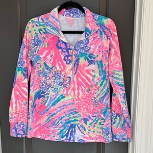 Lilly Pulitzer Pink‎ and Blue Floral Quarter Zip